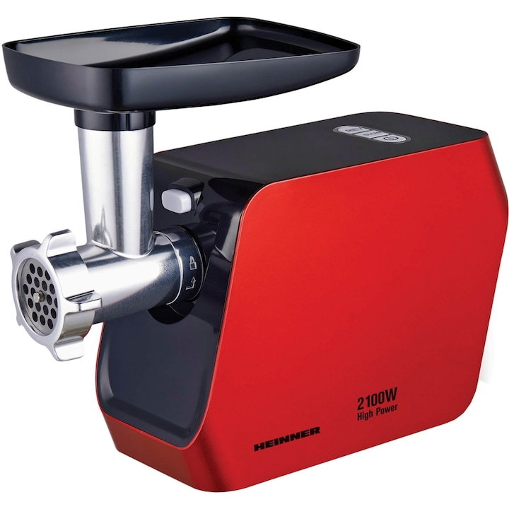 HEINNER Masina de tocat HEINNER MG-2100RD, 1.8 kg, 2100 W, 3 site de taiere, Rosu/Negru - IT-Fashion.ro