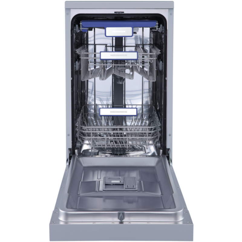 HEINNER Masina de spalat vase HEINNER HDW-FSM45710AXD+++, Slim, 10 seturi, 7 programe, Clasa D, 45 cm, Argintiu - IT-Fashion.ro
