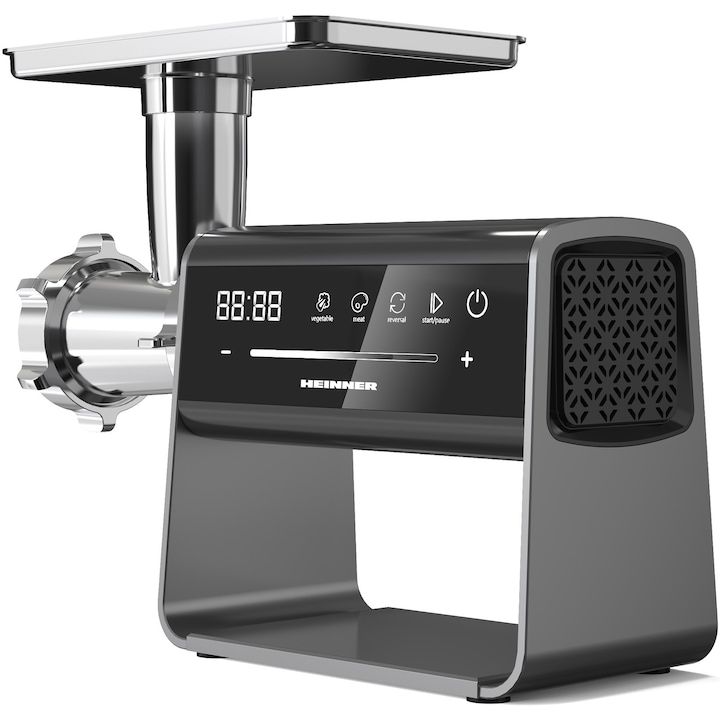 HEINNER Masina de tocat HEINNER ExquisiteForce HMG-DIS2500, 2.5 kg, 600-2500 W, 2 site de taiere, Control touch, Negru/Inox - IT-Fashion.ro