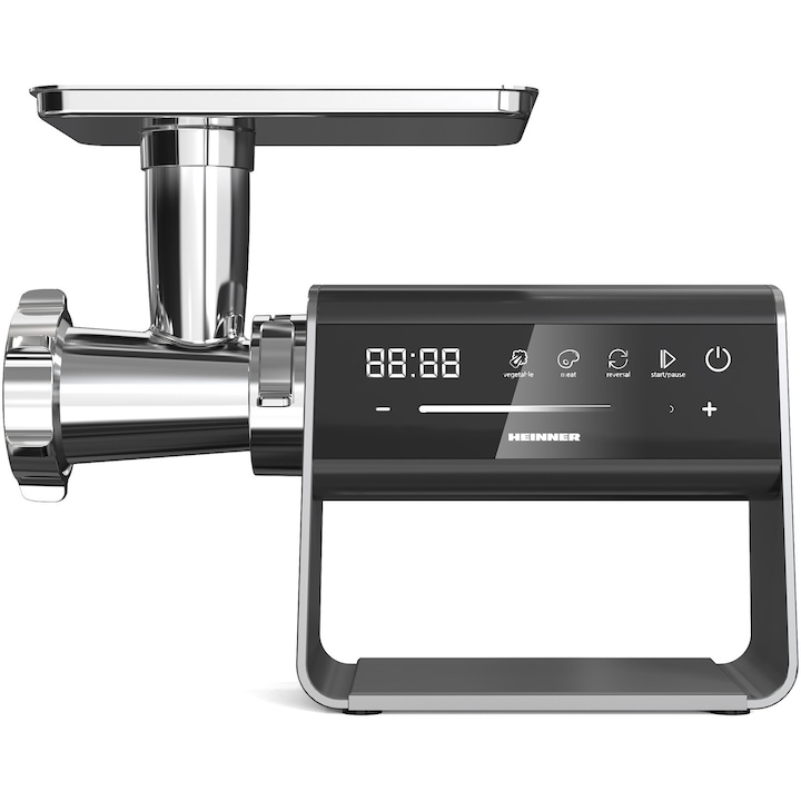 HEINNER Masina de tocat HEINNER ExquisiteForce HMG-DIS2500, 2.5 kg, 600-2500 W, 2 site de taiere, Control touch, Negru/Inox - IT-Fashion.ro