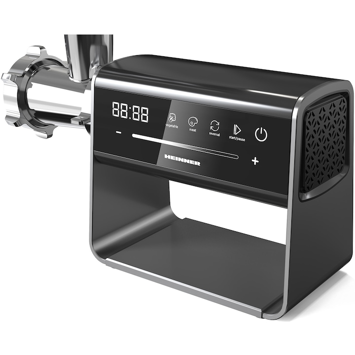 Masina de tocat HEINNER ExquisiteForce HMG-DIS2500, 2.5 kg, 600-2500 W, 2 site de taiere, Control touch, Negru/Inox - Imagine 3