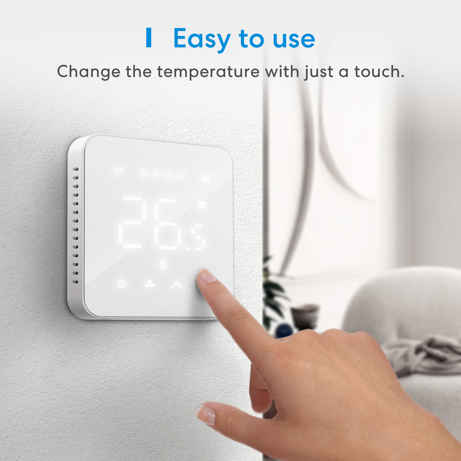 Termostat inteligent Wi-Fi MEROSS MTS200BHK(EU) cu suport Apple HomeKit, White - Imagine 3