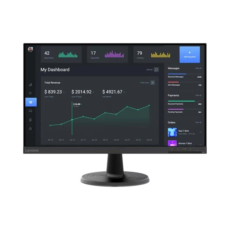 Lenovo Monitor LED LENOVO C24-40 63DCKAR6EU, 23.8" Full HD, 75 Hz, 4 ms, Black - IT-Fashion.ro