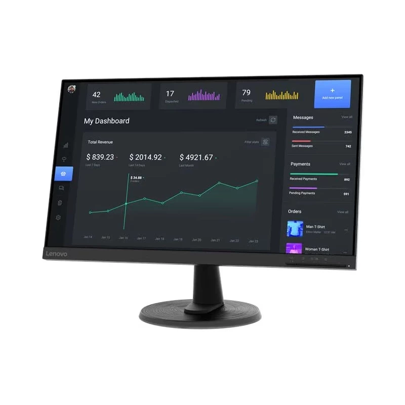 Lenovo Monitor LED LENOVO C24-40 63DCKAR6EU, 23.8" Full HD, 75 Hz, 4 ms, Black - IT-Fashion.ro