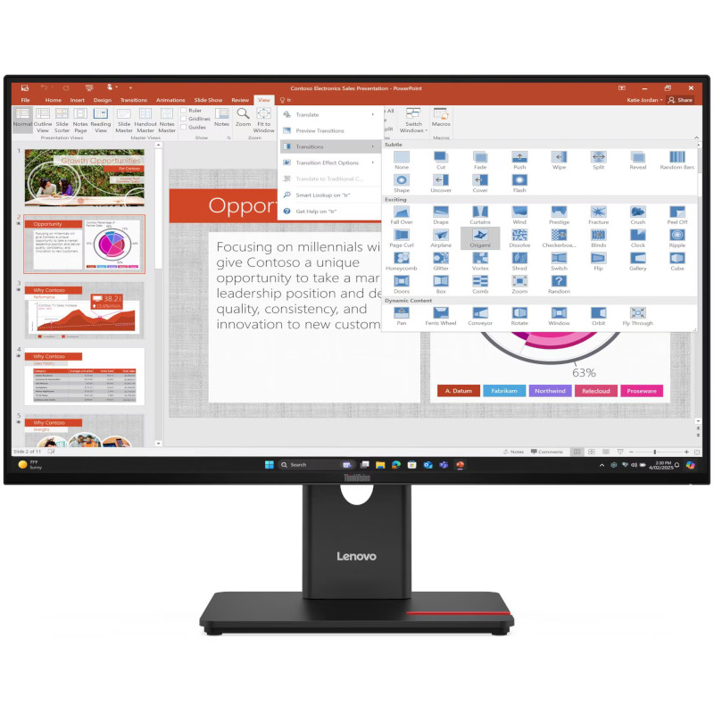 Lenovo Monitor LED LENOVO ThinkVision T27-40 64A5MAT6EU, 27" Full HD, 120 Hz, 4 ms, Eclipse Black - IT-Fashion.ro