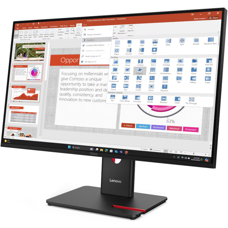 Lenovo Monitor LED LENOVO ThinkVision T27-40 64A5MAT6EU, 27" Full HD, 120 Hz, 4 ms, Eclipse Black - IT-Fashion.ro