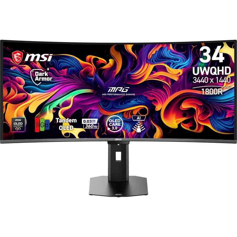 MSI Monitor QD-OLED Gaming Curbat MSI MPG 341CQR X36, 34” UWQHD, 360Hz, 0.03ms, Negru - IT-Fashion.ro