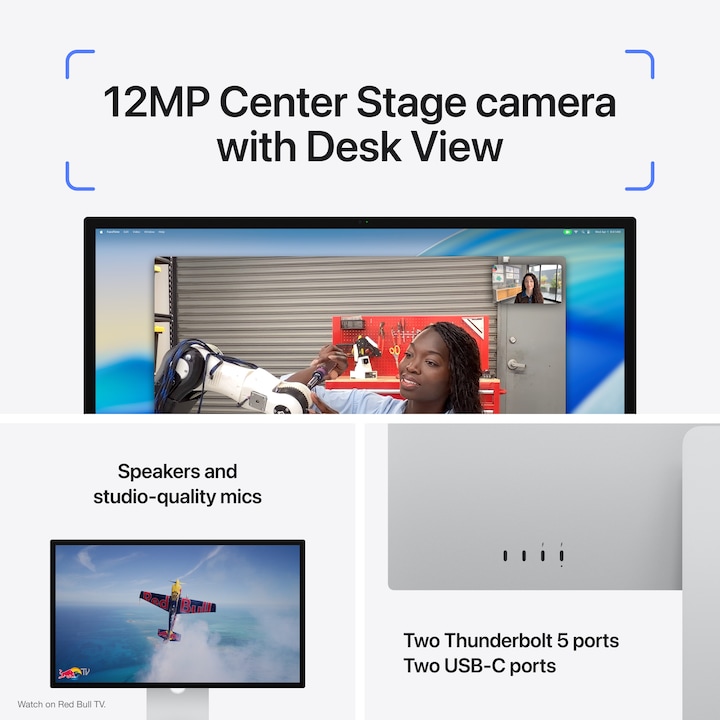 Monitor LED APPLE Studio Display (2026) MFEW4RC/A, 27 inch, 5k, Sticla standard, Suport reglabil pe inclinare si inaltime, 60 Hz, Silver - Imagine 4
