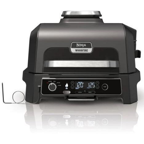 NINJA Grătar electric NINJA OG850EU Pro XL 4-in-1 cu sistem Smart Cook, 1700W, placă ceramică, tehnologie Woodfire, Black - IT-Fashion.ro