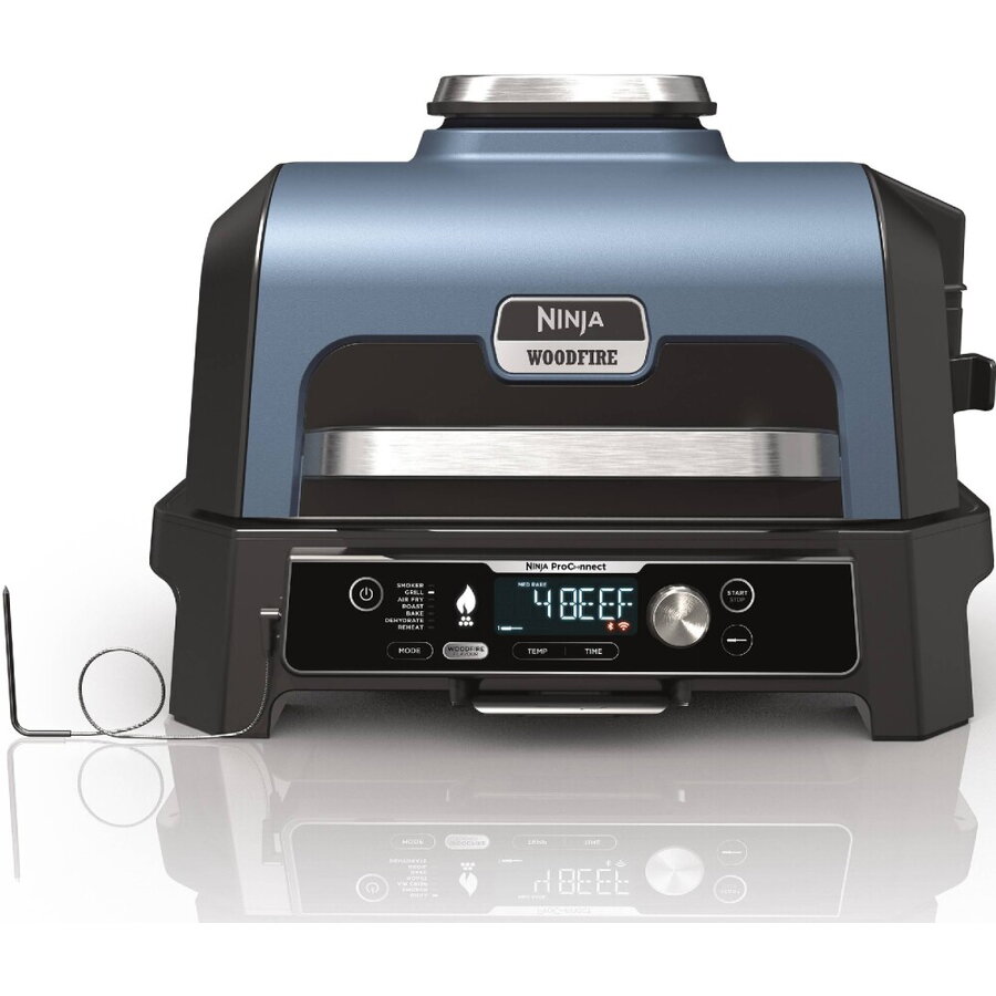 NINJA Grătar electric NINJA Woodfire Pro Connect XL OG901EU, 1700W, 7 funcții, Black/Blue - IT-Fashion.ro