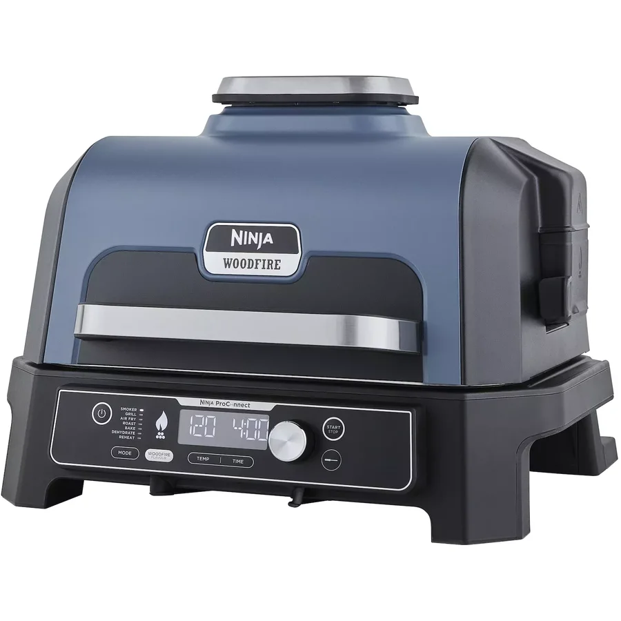 NINJA Grătar electric NINJA Woodfire Pro Connect XL OG901EU, 1700W, 7 funcții, Black/Blue - IT-Fashion.ro