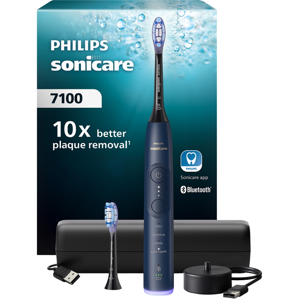 PHILIPS Periuță de dinți electrică sonică PHILIPS Sonicare 7100 HX7423/01, 4 moduri, 3 intensități, Senzor de presiune, Dark Blue - IT-Fashion.ro