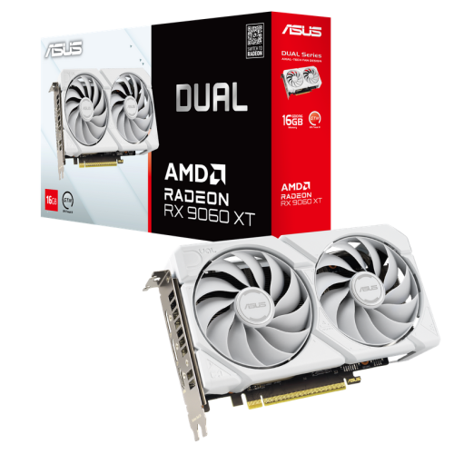ASUS Placa video ASUS AMD Radeon RX 9060 XT DUAL White Edition 16GB DUAL-RX9060XT-16G-WHITE, GDDR6, 128 bit - IT-Fashion.ro
