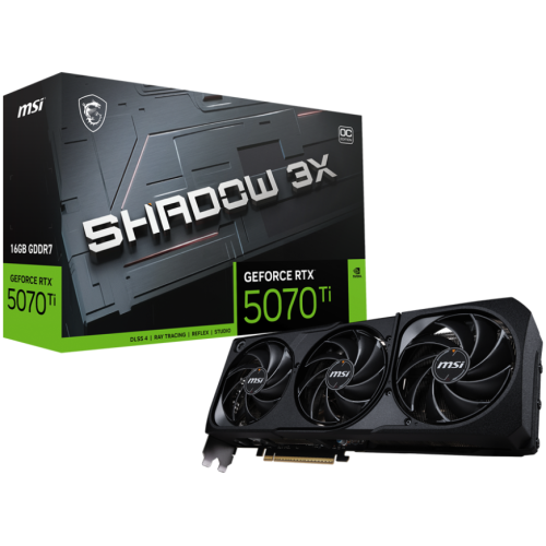Placa video MSI nVidia GEFORCE RTX 5070 TI 16G SHADOW 3X OC, GDDR7, 256 bit - Imagine 1