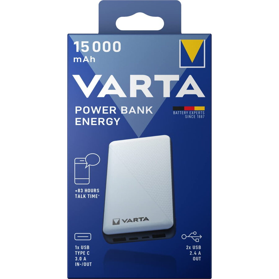 Powerbank VARTA Energy 57977, 15W, 15000 mAh, Silver/Black - Imagine 5