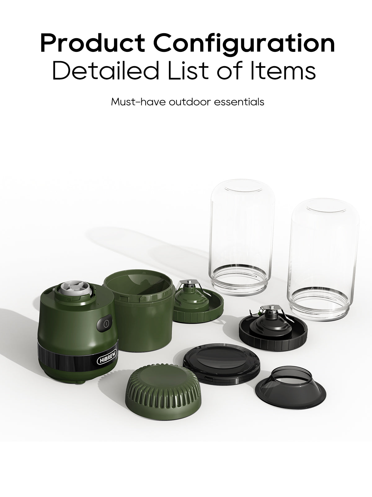 Râșniță si blender portabil 3‑în‑1 HIBREW G2 Green 70W, 2000mAh, USB-C, capacitate 200g, setare grad de macinare, verde - Imagine 5