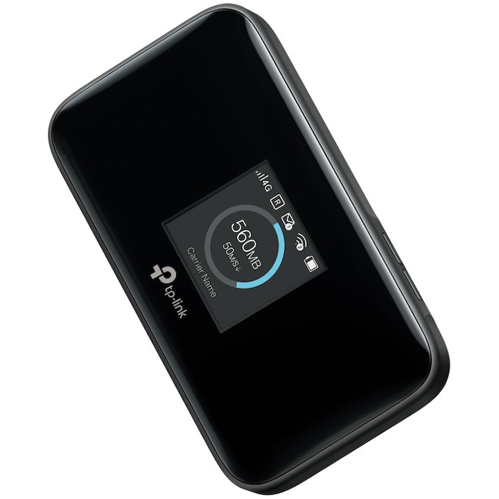 TP-LINK Router Wireless Portabil TP-LINK M7750 4G LTE, Cat 12 viteza pana la 600 Mbps, Micro SD, baterie 3280mAh, Black - IT-Fashion.ro