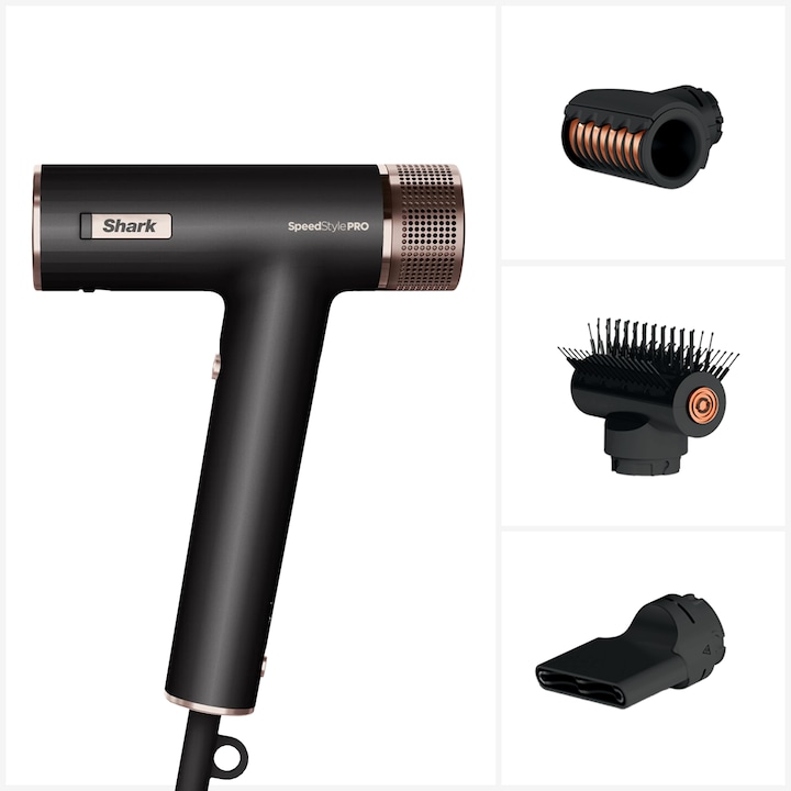 NINJA SHARK SpeedStyle Pro HD731EU Uscător de păr profesional cu 3 accesorii, Black - IT-Fashion.ro