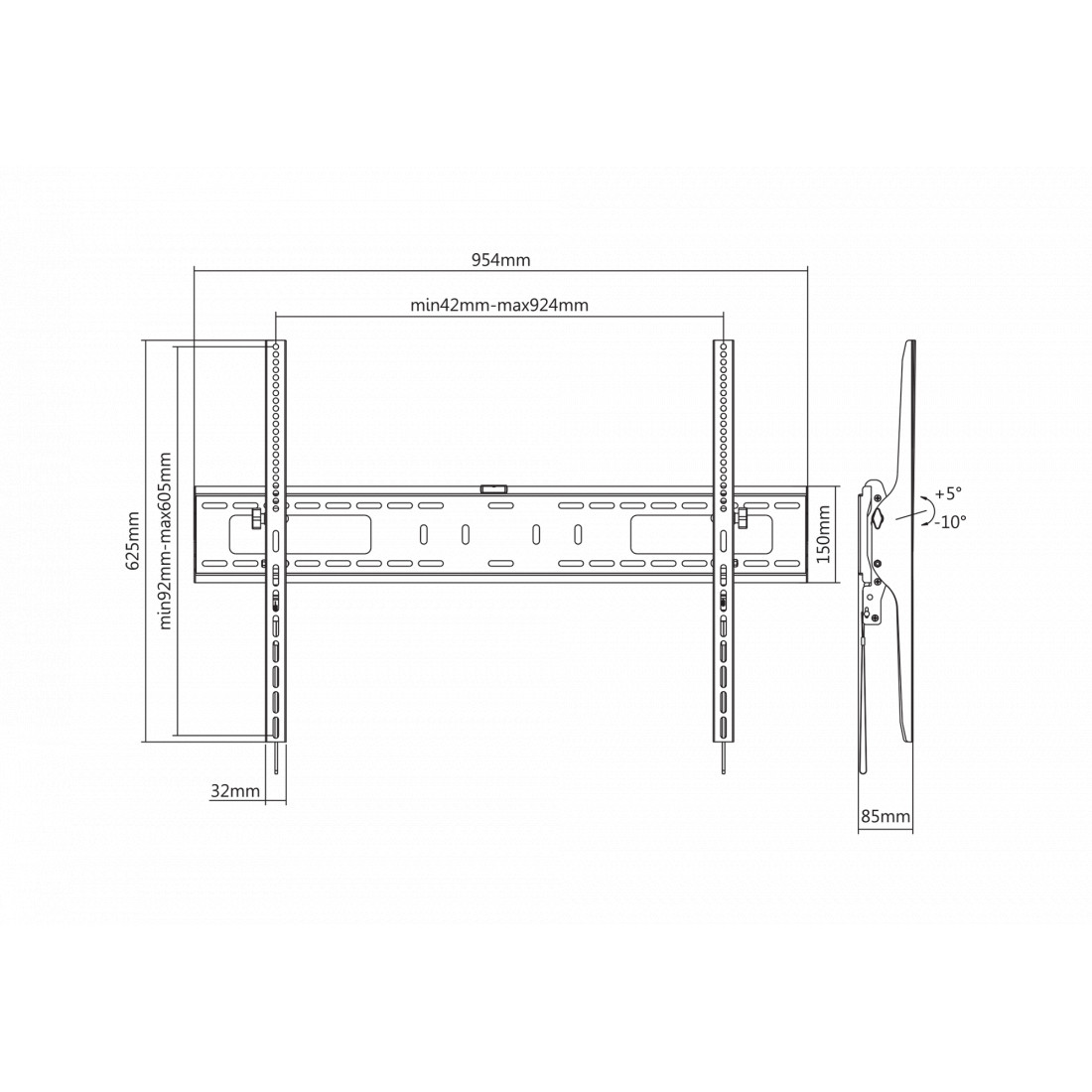 SUPORT TV PERETE KRUGER & MATZ KM1306 60"-100" - Imagine 7