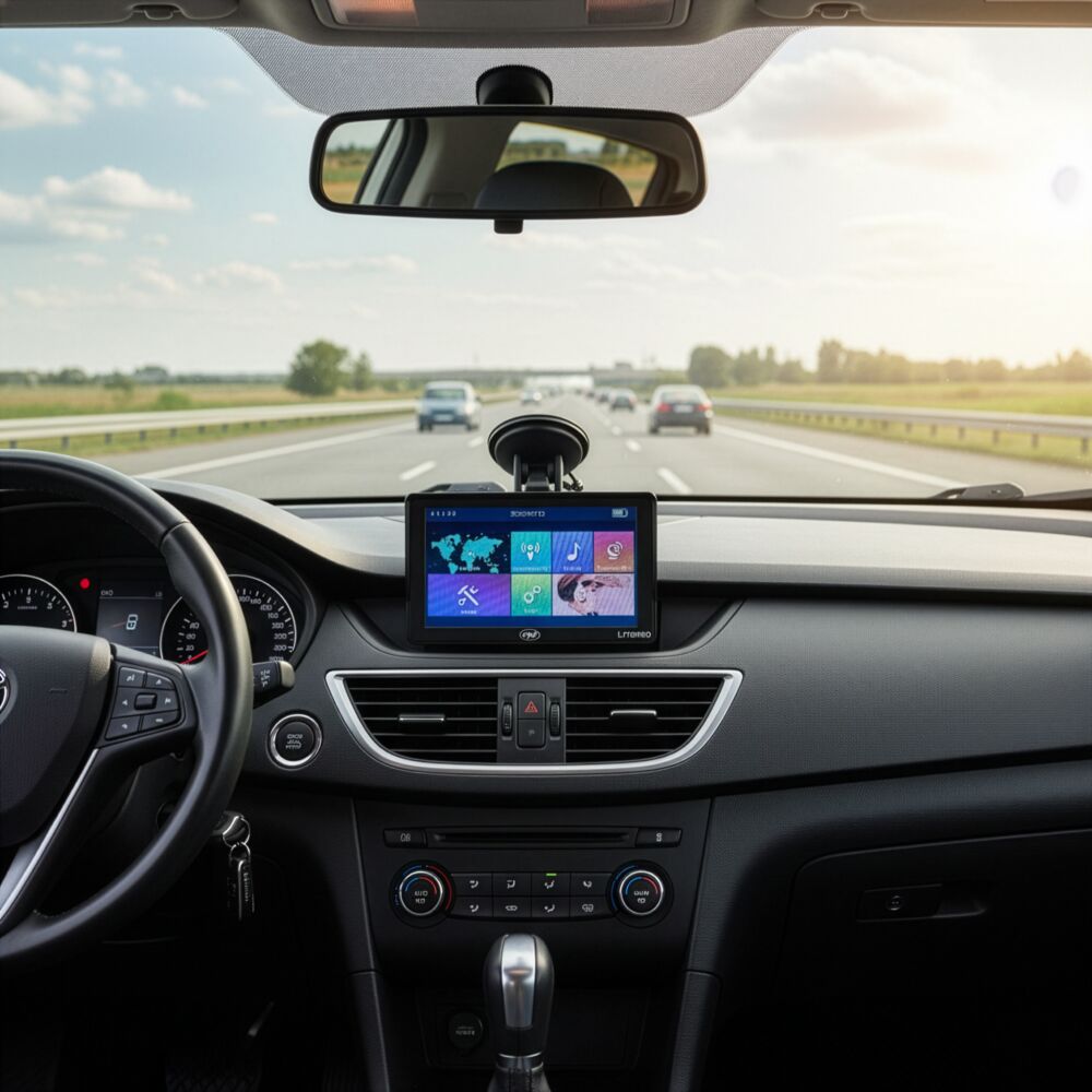 Sistem de navigatie GPS PNI L710 PRO cu parasolar, 7 inch, 800 MHz, 256MB DDR, 16GB memorie interna, FM transmitter, Black - Imagine 3