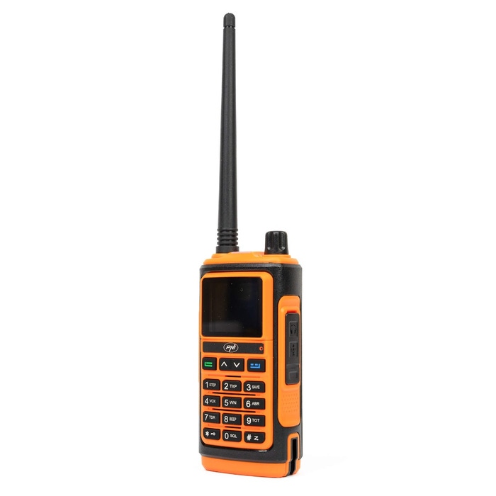 Statie radio portabila VHF/UHF PNI P17UV Dual Band 144–146 MHz, 430–440 MHz, 999 canale, 1500 mAh, lanterna, radio FM, negru/portocaliu - Imagine 3