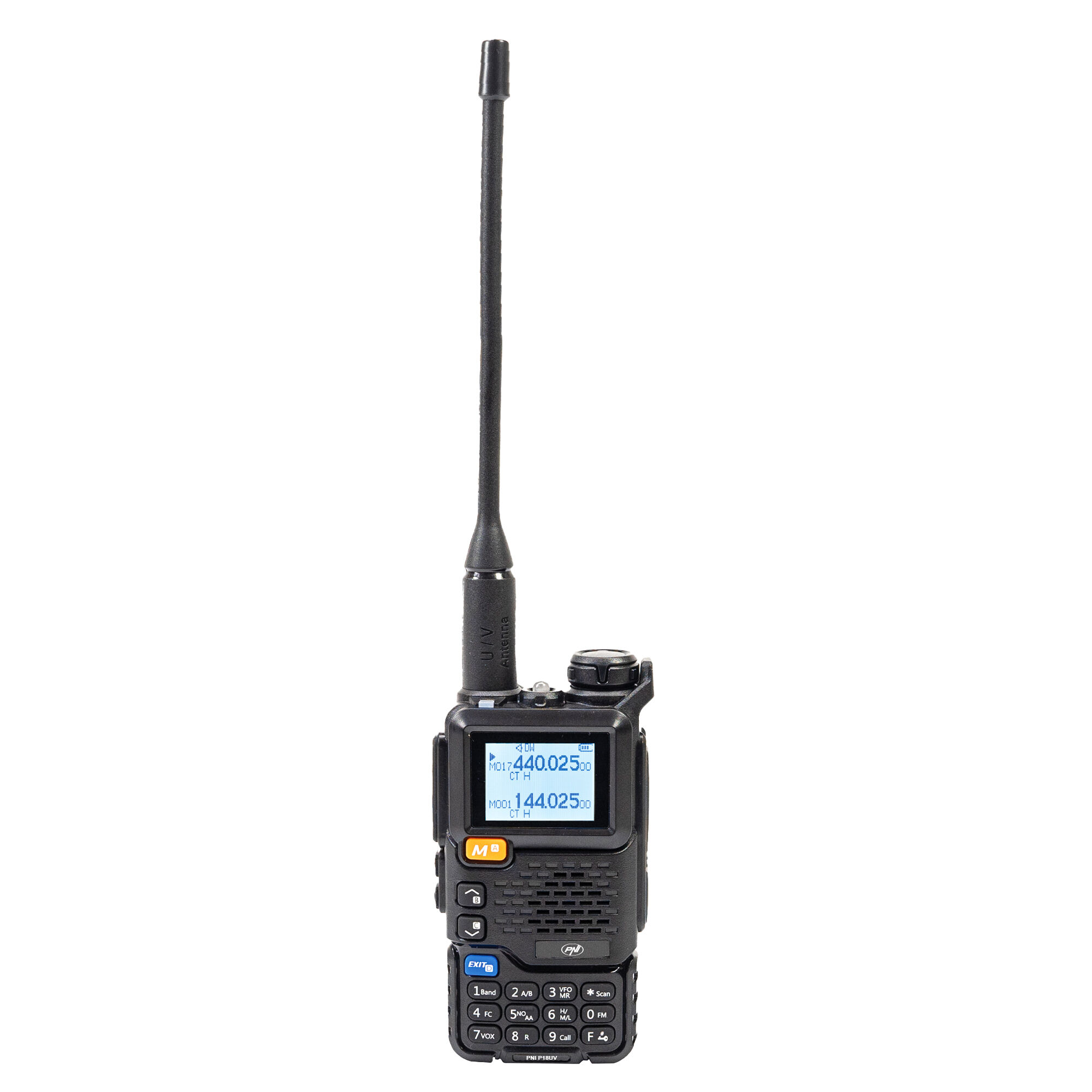 Stație radio portabilă dualband PNI P18UV VHF/UHF 144–146 MHz și 430–440 MHz, 200 canale, VOX, scan, radio FM, acumulator Li-Ion 2200 mAh, negru - Imagine 1