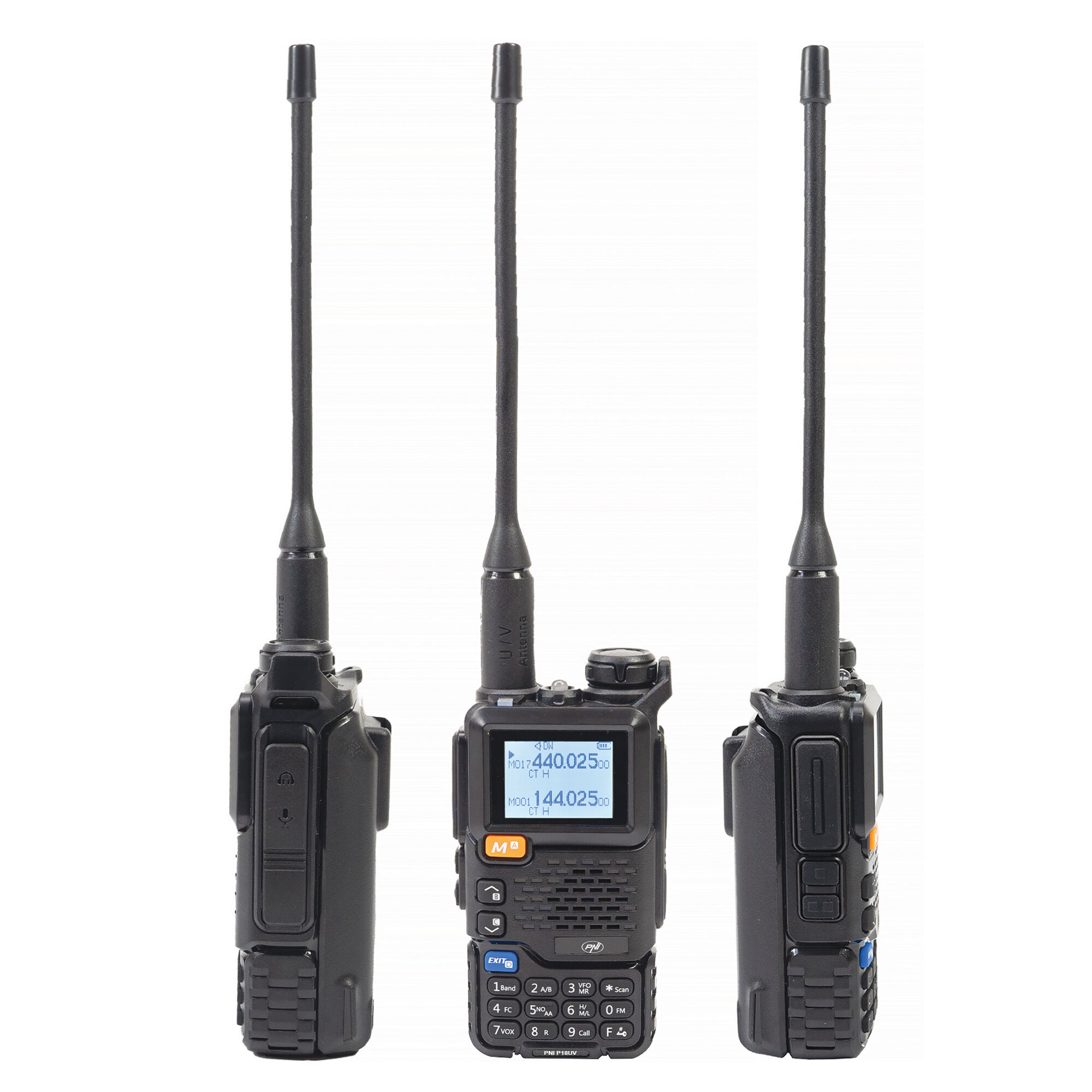 Stație radio portabilă dualband PNI P18UV VHF/UHF 144–146 MHz și 430–440 MHz, 200 canale, VOX, scan, radio FM, acumulator Li-Ion 2200 mAh, negru - Imagine 2