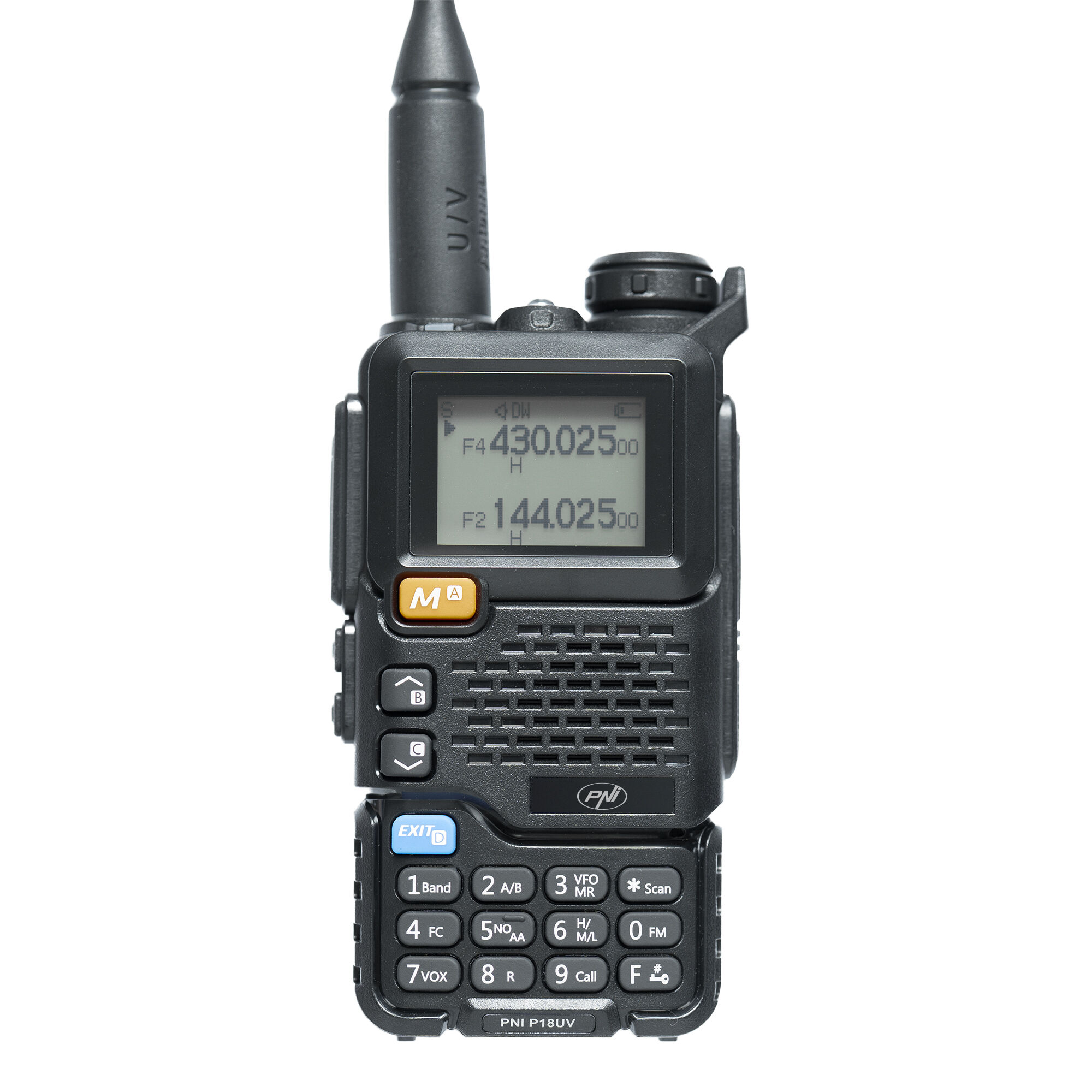 Stație radio portabilă dualband PNI P18UV VHF/UHF 144–146 MHz și 430–440 MHz, 200 canale, VOX, scan, radio FM, acumulator Li-Ion 2200 mAh, negru - Imagine 3