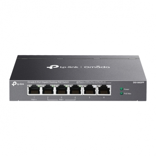 TP-LINK Switch TP-LINK DS106GPP, 6 porturi (3 PoE+, 1 PoE++), Black - IT-Fashion.ro