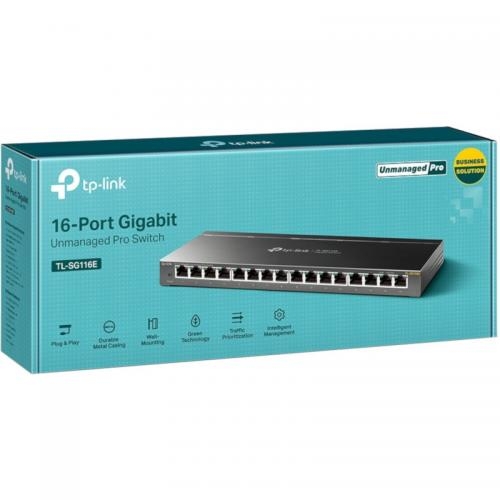 TP-LINK Switch TP-LINK Gigabit TL-SG116E, 16 porturi, Black - IT-Fashion.ro