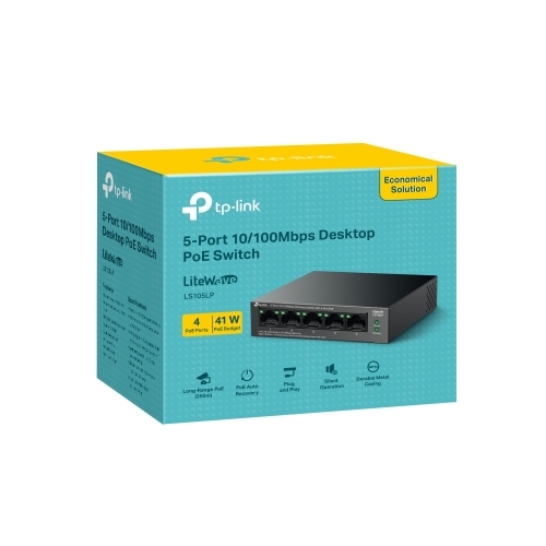 Switch TP-LINK LS105LP, 5 porturi (4 PoE), Black - Imagine 4