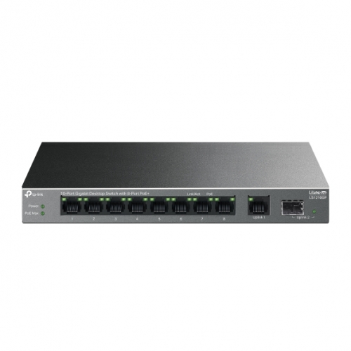 TP-LINK Switch TP-LINK LS1210GP, 8 porturi, PoE+, Black - IT-Fashion.ro