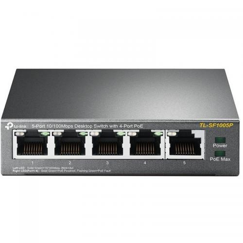 TP-LINK Switch TP-LINK TL-SF1005P, 5 porturi (4 PoE), Gray - IT-Fashion.ro