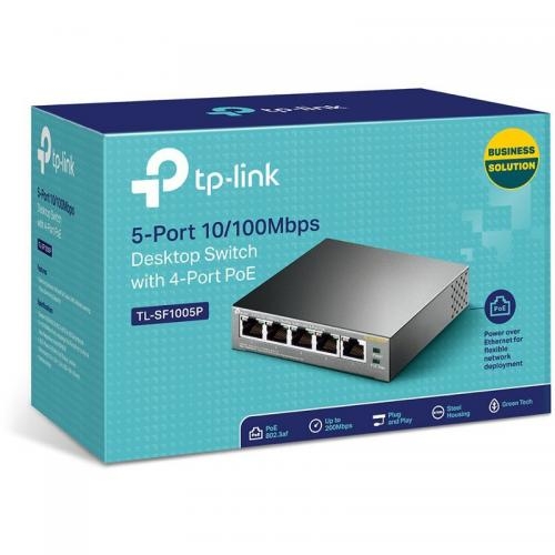 Switch TP-LINK TL-SF1005P, 5 porturi (4 PoE), Gray - Imagine 4