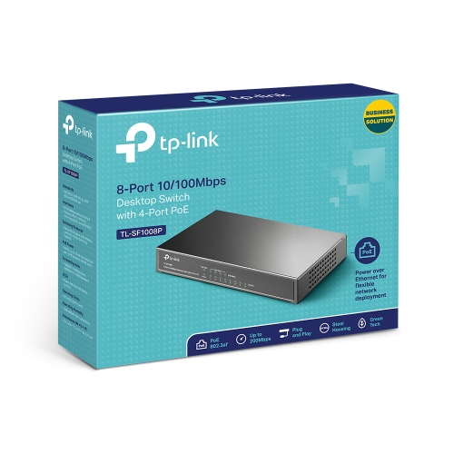 Switch TP-LINK TL-SF1008P, 8 porturi (4 PoE). Black - Imagine 5