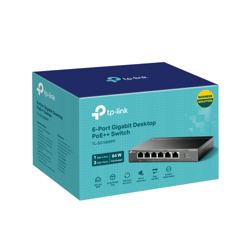 Switch TP-LINK TL-SG1006PP, 6 porturi (3 PoE+, 1 PoE++), Black - Imagine 3