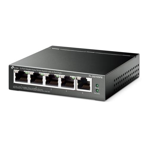 TP-LINK Switch TP-LINK TL-SG105PE, 5 porturi (4 PoE+), Black - IT-Fashion.ro