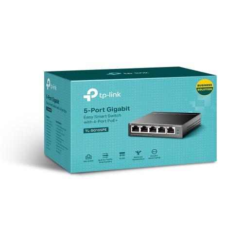 Switch TP-LINK TL-SG105PE, 5 porturi (4 PoE+), Black - Imagine 4