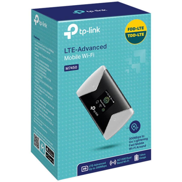 Router portabil TP-LINK M7450, Dual-Band, 300Mbps, 4G LTE - Imagine 3