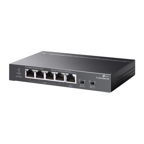 Switch TP-LINK TL-SG1005P-PD, 4 porturi PoE+ out, 1 port PoE++ in, Black - Imagine 3