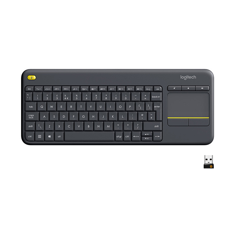 Logitech Tastatura Wireless Logitech K400 Plus, USB, Touchpad integrat, Negru - IT-Fashion.ro