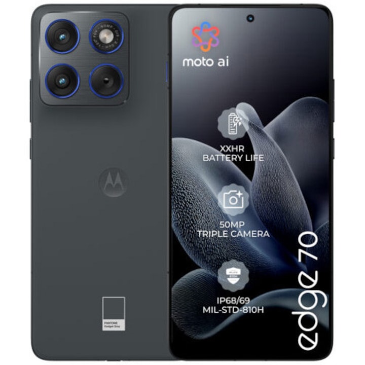 Telefon MOTOROLA Edge 70, 12GB RAM, 512 GB, Pantone Gadget Grey - Imagine 8