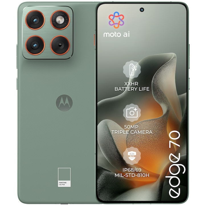 MOTOROLA Telefon MOTOROLA Edge 70, 12GB RAM, 512 GB, Pantone Lily Pad - IT-Fashion.ro