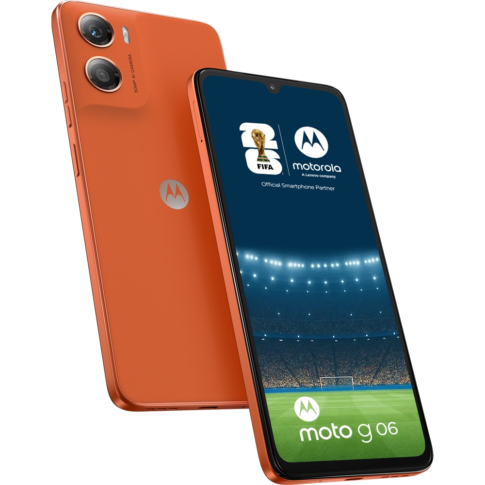 MOTOROLA Telefon MOTOROLA G06, 64GB, 4GB RAM, Dual SIM, Arabesque Orange - IT-Fashion.ro