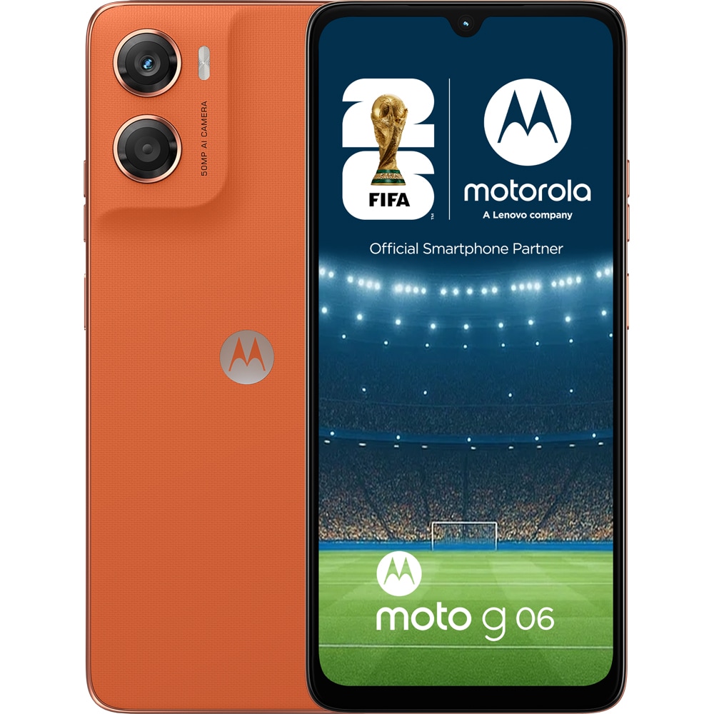 MOTOROLA Telefon MOTOROLA G06, 64GB, 4GB RAM, Dual SIM, Arabesque Orange - IT-Fashion.ro