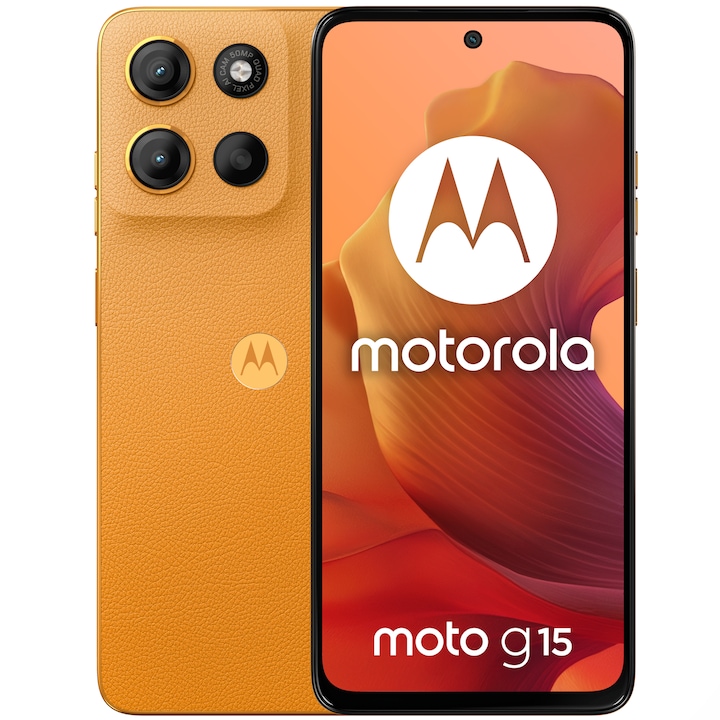 MOTOROLA Telefon MOTOROLA moto g15, Dual SIM, 128GB, 4GB RAM, 5200 mAh, Sunrise Orange - IT-Fashion.ro