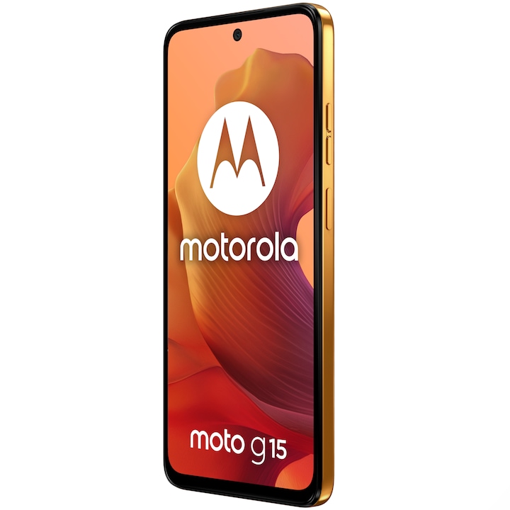 Telefon MOTOROLA moto g15, Dual SIM, 128GB, 4GB RAM, 5200 mAh, Sunrise Orange - Imagine 3