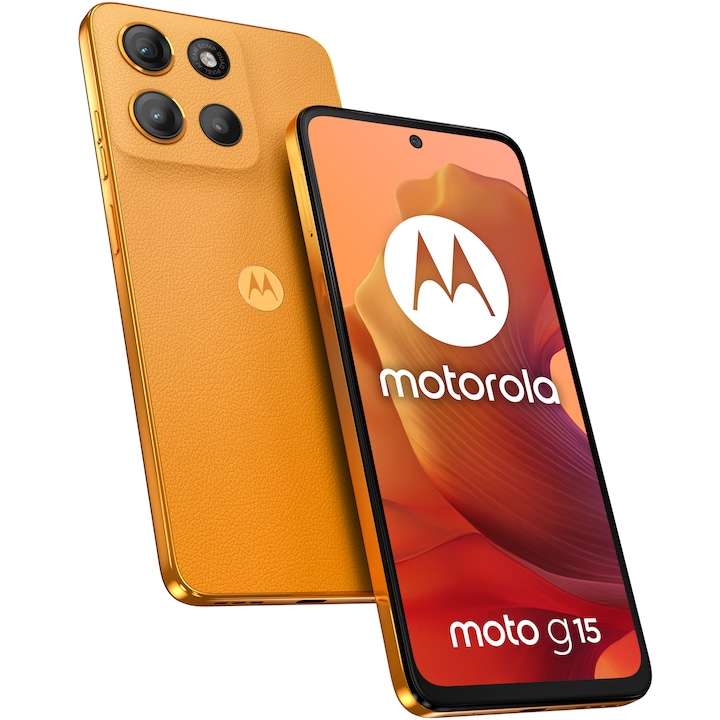Telefon MOTOROLA moto g15, Dual SIM, 128GB, 4GB RAM, 5200 mAh, Sunrise Orange - Imagine 12