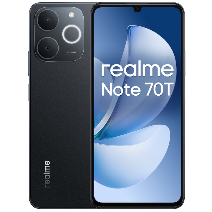 REALME Telefon REALME Note 70T, Dual SIM, 64GB, 4GB RAM, Obsidian Black - IT-Fashion.ro