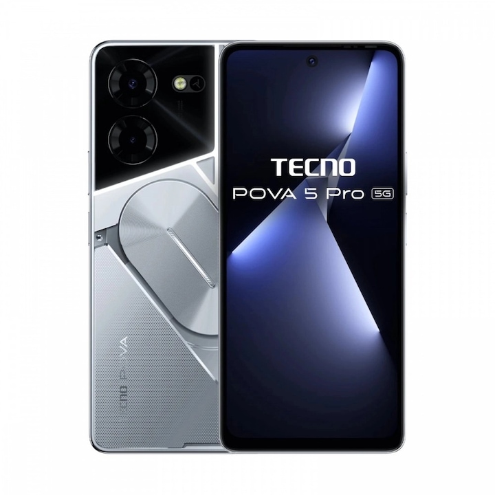 Telefon TECNO Pova 5 Pro, 5G, Dual SIM, 8GB RAM, 256GB, Silver Fantasy - Imagine 2